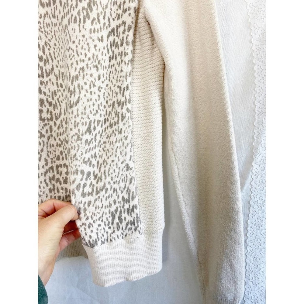 Rebecca Taylor Tomcat Leopard Pullover Cream Sweater Size Medium - Picture 8 of 9